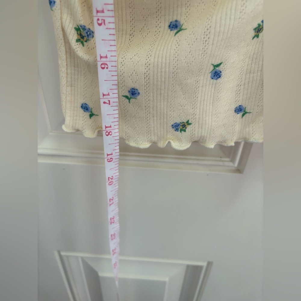 For Love And Lemons Blossom Pointelle Crop Top Yellow Floral Size XL - Picture 4 of 6